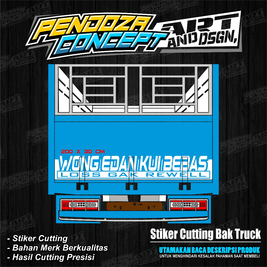 stiker cutting bak belakang truck tulisan wong edan kui bebas stiker bak truk 200x30 cm glossy