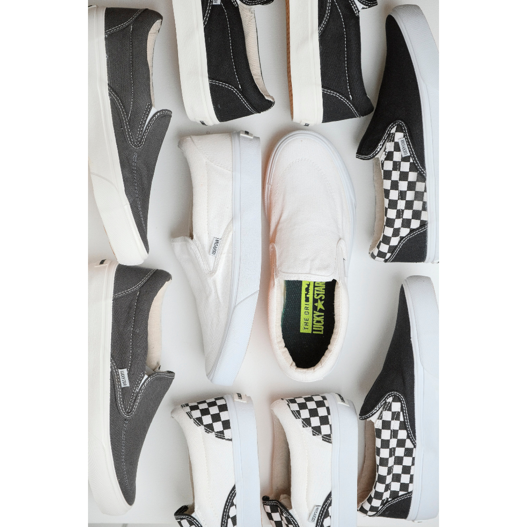 Sepatu Lucky Star - New Slip On All White