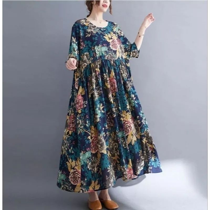 74002 Shevania Loose Dress dress bunga dress jumbo dress korea