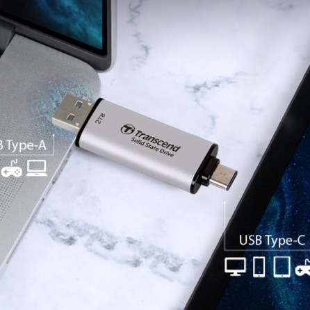 PORTABLE SSD EXTERNAL TRANSCEND ESD310S SILVER 2TB TYPE C TS2TESD310S