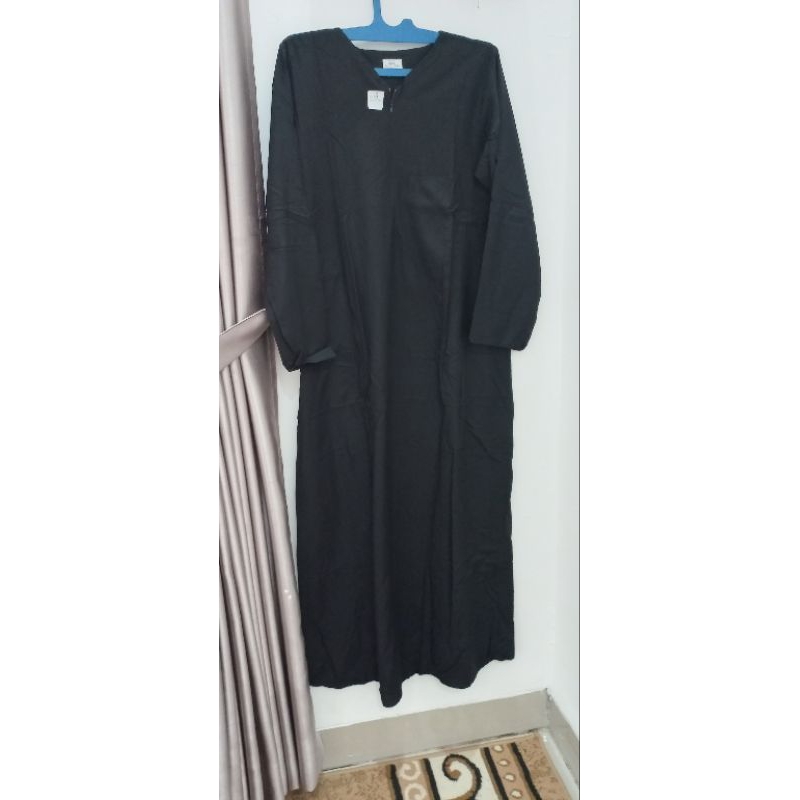gamis abaya hitam cotton simple