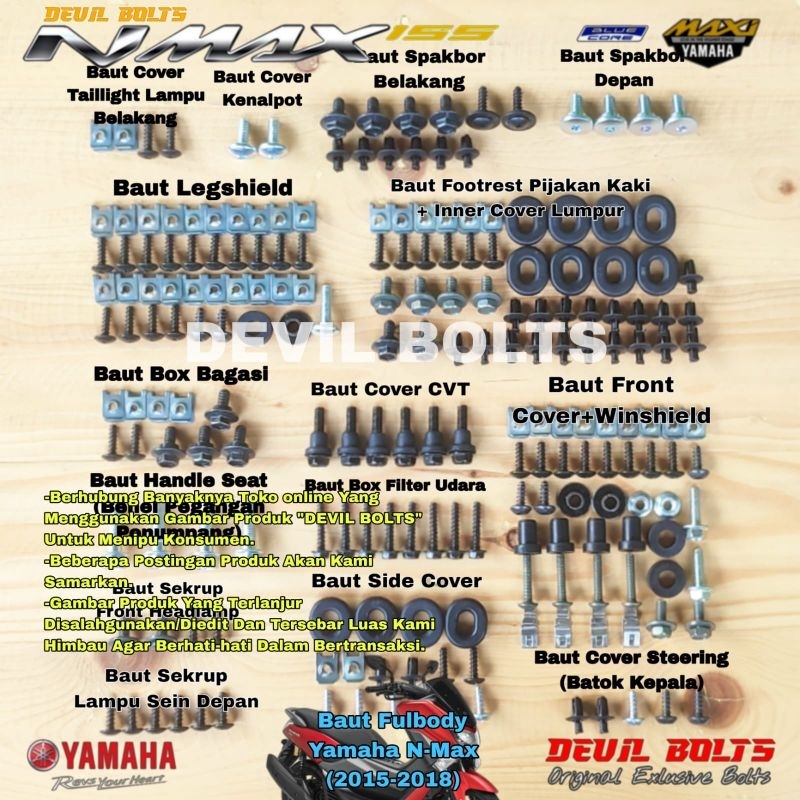 Screw FulBody Set Yamaha Nmax 2015-2018 Screw Body Plastic Nmax