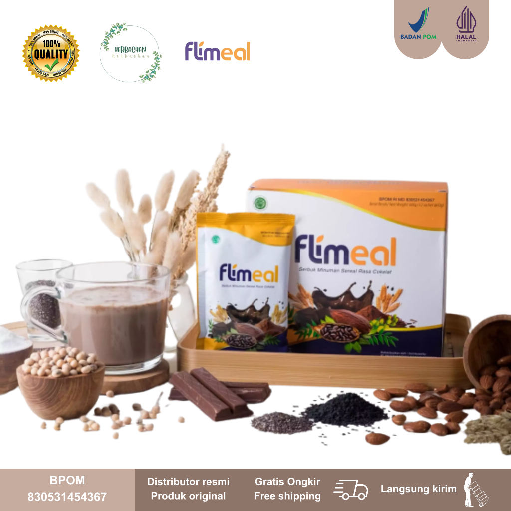 

Sereal makanan ringan diet sehat meal replacement coklat susu flimeal by flimty 1 box