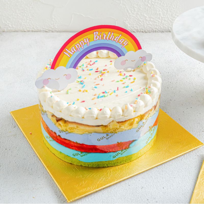 

Rainbow Cream Cheesecake Cake Ultah Enak 16 Cm