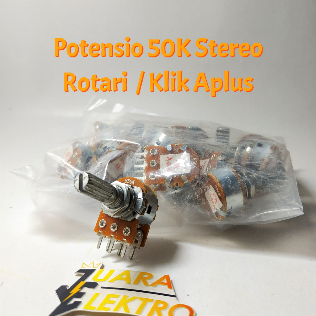 Potensio 50K Stereo Rotari / Klik Aplus | Potensiometer Stereo Klik 50K Aplus