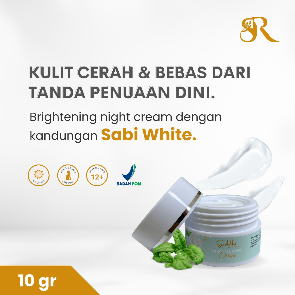 [BPOM] SRADDHA SKIN Brightening Night Cream 10 gr - Mencerahkan wajah - by dr. DC Skincare