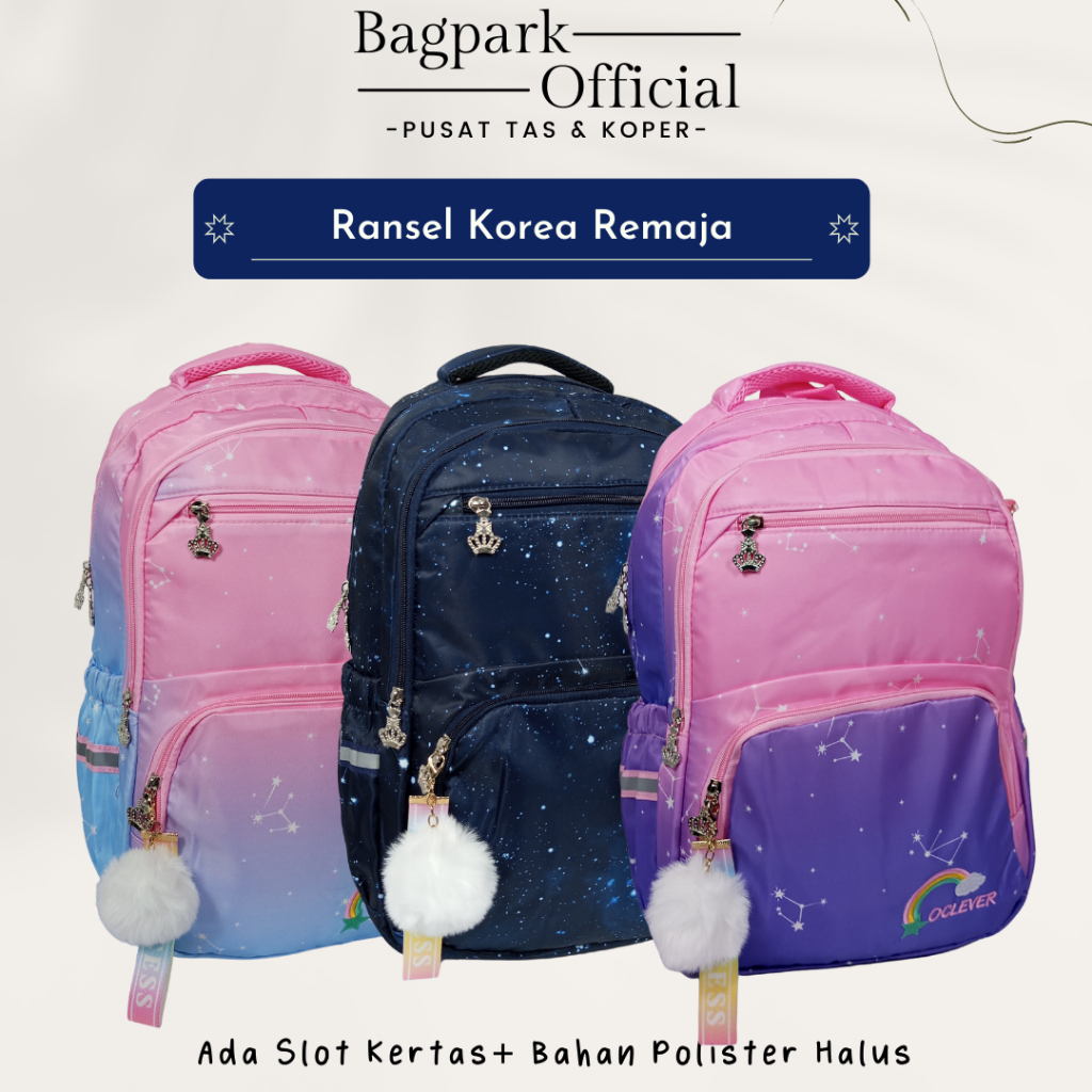Tas Anak Cewek Tas Remaja Perempuan Import Tas Anak Sekolah Perempuan Motif Rainbow Free Gantungan B