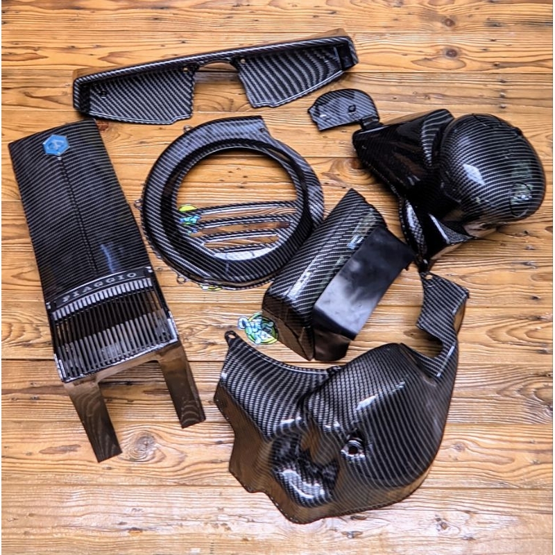 PAKET FULL CARBON VESPA EXCEL HIDUNG DASI EXCEL COVER MESIN VESPA EXCEL