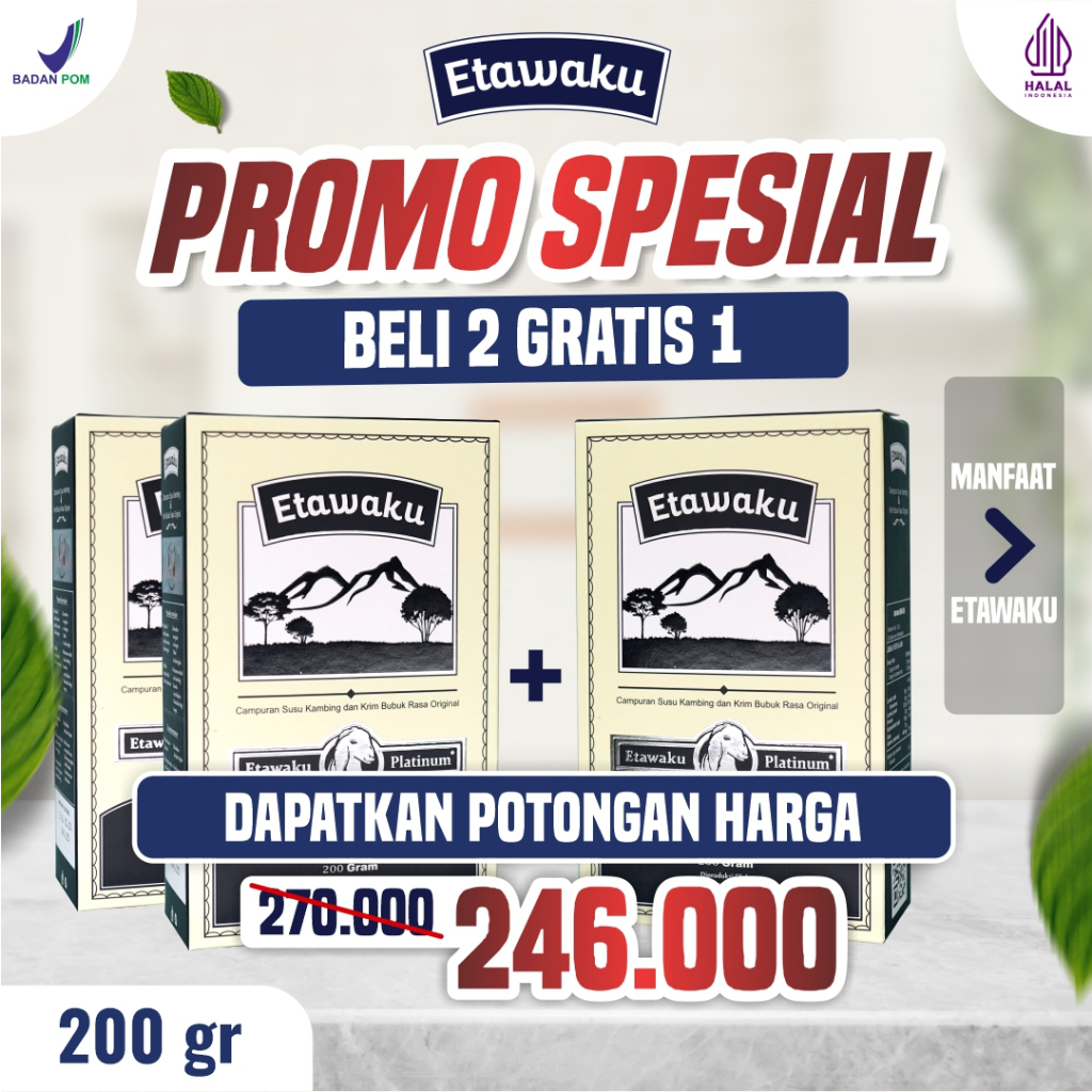 

Susu Bubuk Etawaku Platinum [Promo Sepesial] Susu Kambing Murni 100% Mampu Atasi Masalah Paru-paru (ISPA)/Kolesterol/Diabetes & menjaga kesehatan Sistem Pernafasan [Sudah BPOM]
