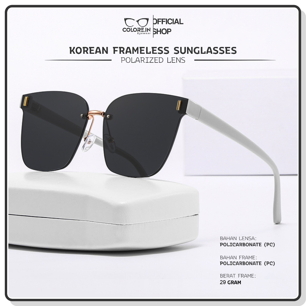 COLORE.IN - KACAMATA HITAM SUNGLASSES UV400 KOTAK WANITA TR-90 FASHION TRENDY CASSUAL GLASSES W818