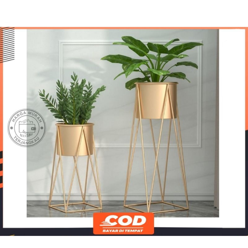 RB PAKET RAK BESI DAN POT NYA/Pot Bunga Besi/1 Set Isi 2 Standing Pot ALas Persegi/Standing Pot