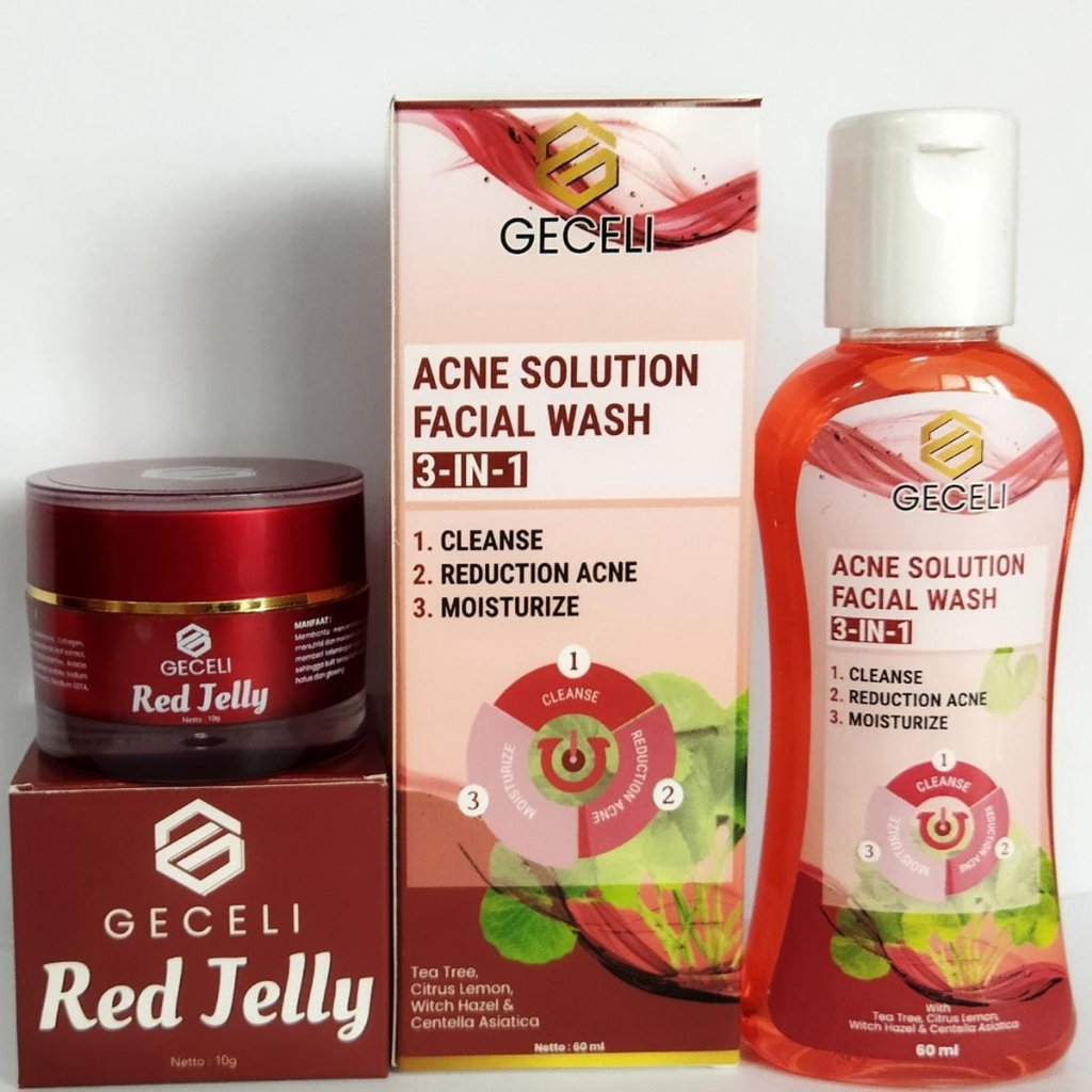 1 Paket Cream Wajah Glowing Bpom paket lengkap geceli red jelly