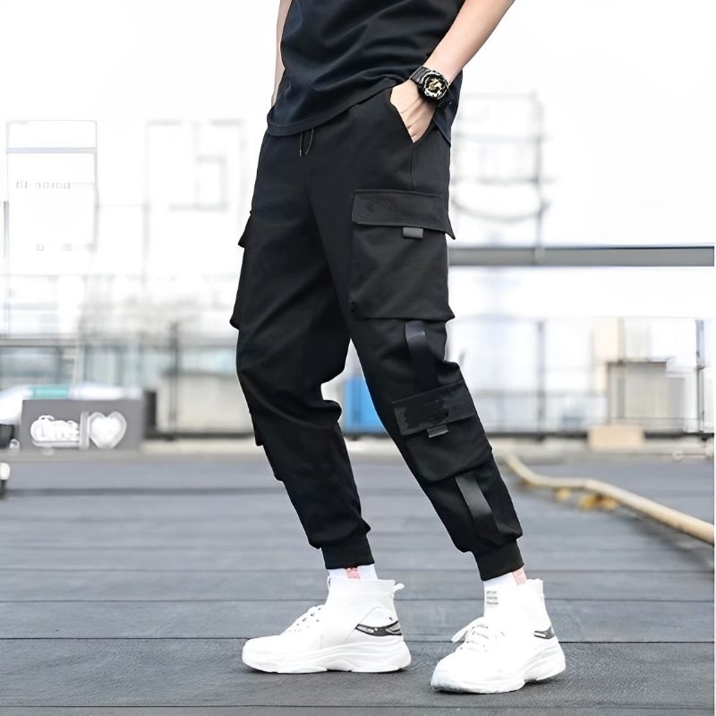 Celana Jogger Pants Joger Cargo Pria Hiphop Style Kargo Katun Stretch