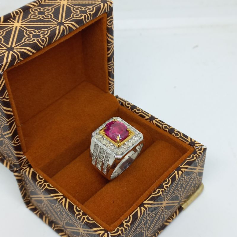 cincin berlian eropa dan batu merah ruby free memo