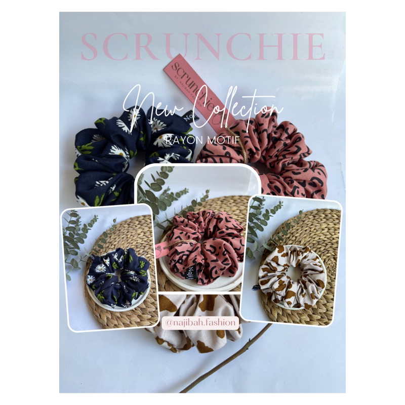 [FREE POUCH] Scrunchie rayon ❤️ ikat rambut korea