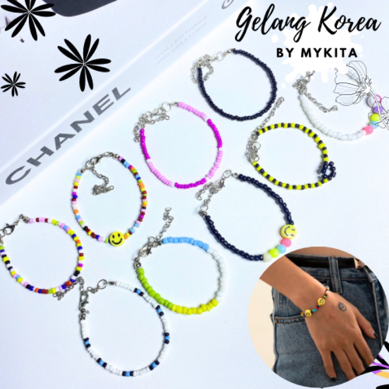 GELANG MANIK KOREA - gelang korea bts gelang manik lucu