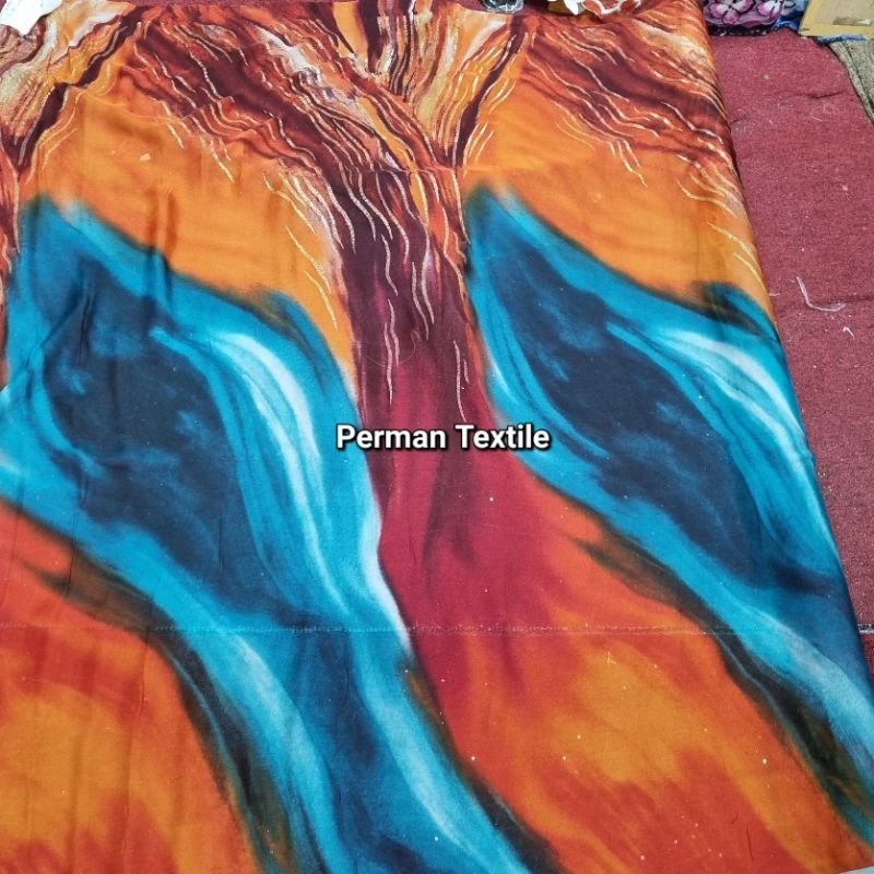 Hnna Kain Sifon Sutra Asli Bahan Chiffon Silk Motif Abstrak ( 100% Pure Silk )