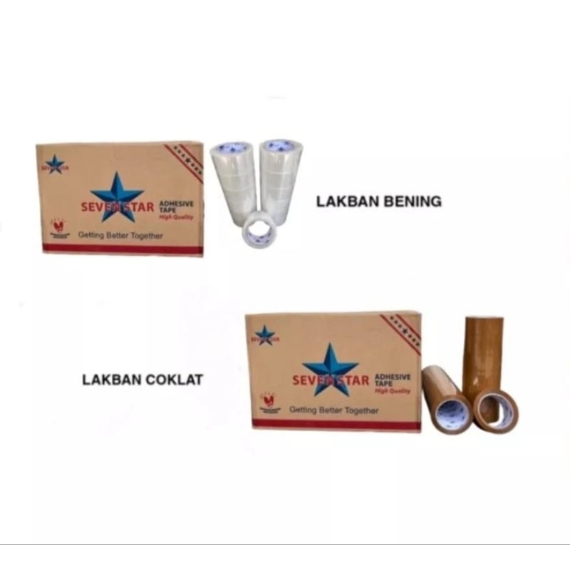 

Lakban Bening merk Seven star /Lakban Coklat merk Seven star/SOLASI PACKING PAKET