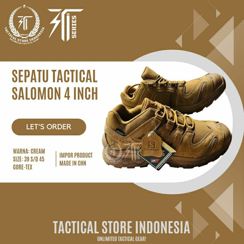 Tactical Store Indonesia Sepatu Tactical Pria 4 Inch Cream Anti Slip Breathable Outdoor Sepatu Tacti