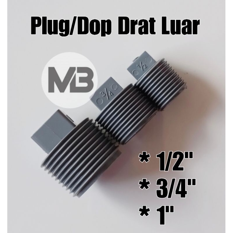 Plug Dop Drat Luar 1/2" l 3/4" l 1" l Tutup Sambungan Pipa Pralon Drat Luar