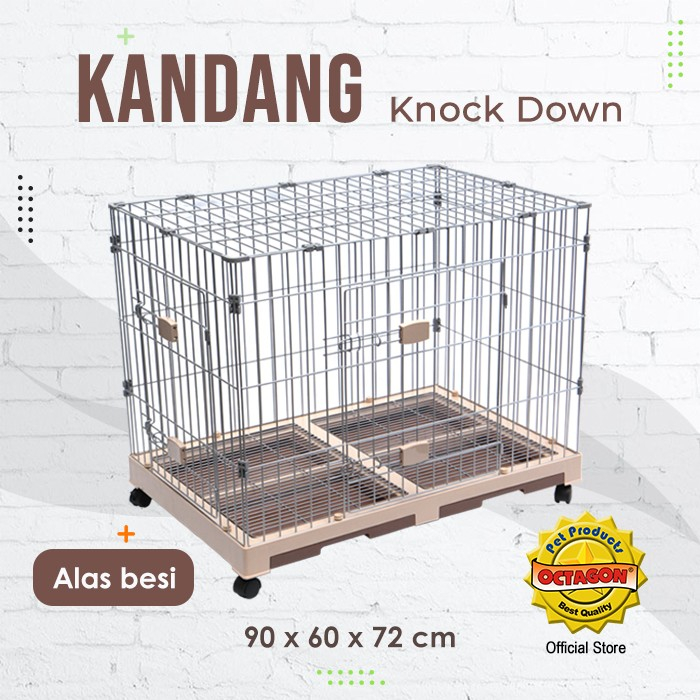 OCTAGON D-600 Kandang Anjing Dog Cage Roda 90x60xH 72cm
