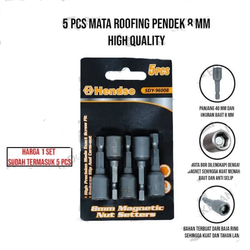 MATA BOR ROOFING PENDEK "HENDSO" 1SET (5PCS)/ BAJA RINGAN/ SPANDEK