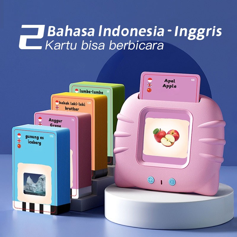 HA Mainan Kartu Bahasa Miniox Mainan Edukasi Kosa Kata Kartu Flash Card Belajar Nama Hewan Buah