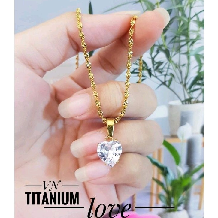 Kalung liontin  Titanium  Permata love 284