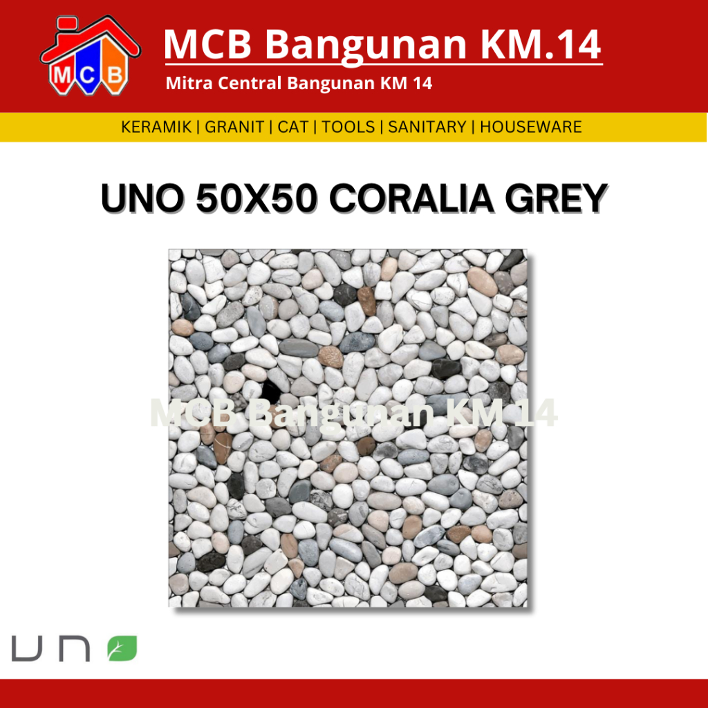 KERAMIK UNO CORALIA 50X50 GREY - KERAMIK LANTAI - KERAMIK KASAR - KERAMIK MOTIF BATU