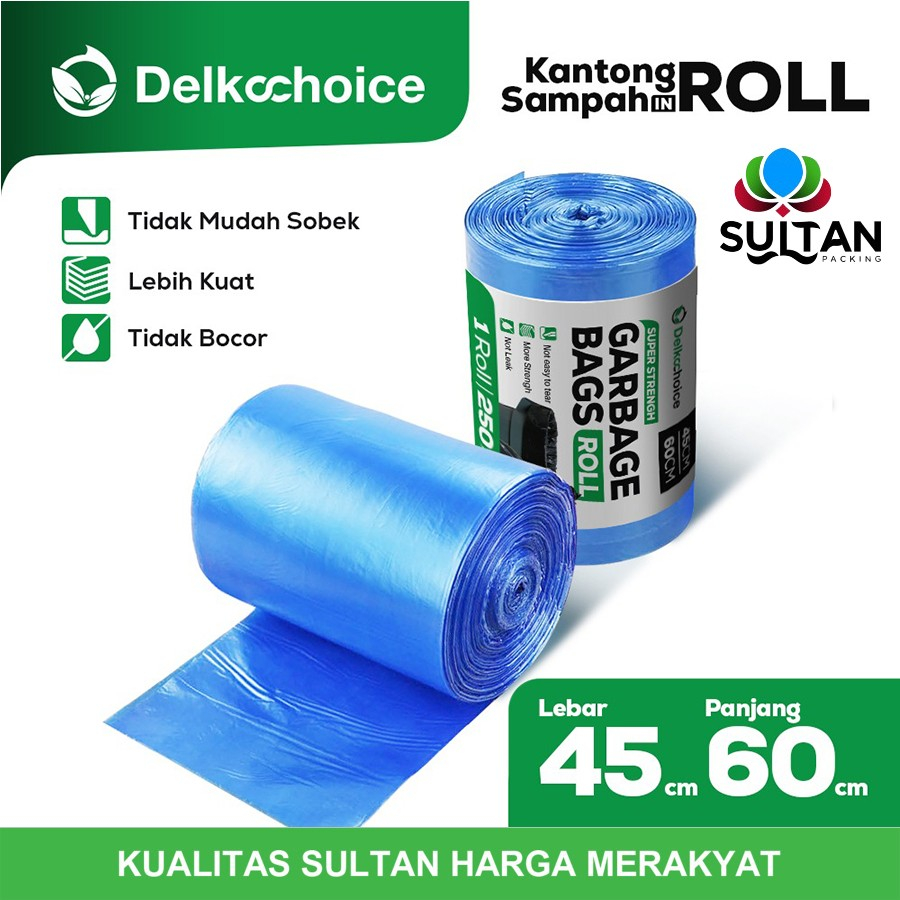 Kantong Plastik Sampah Roll Biru Jumbo Trash Bag Delkochoice 45x60cm