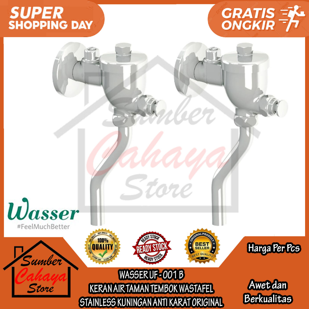 WASSER UF-001 B KERAN AIR TEMBOK WASTAFEL BATHUP SHOWER AER MANDI STAINLESS KERAN DINDING AIR DINGIN