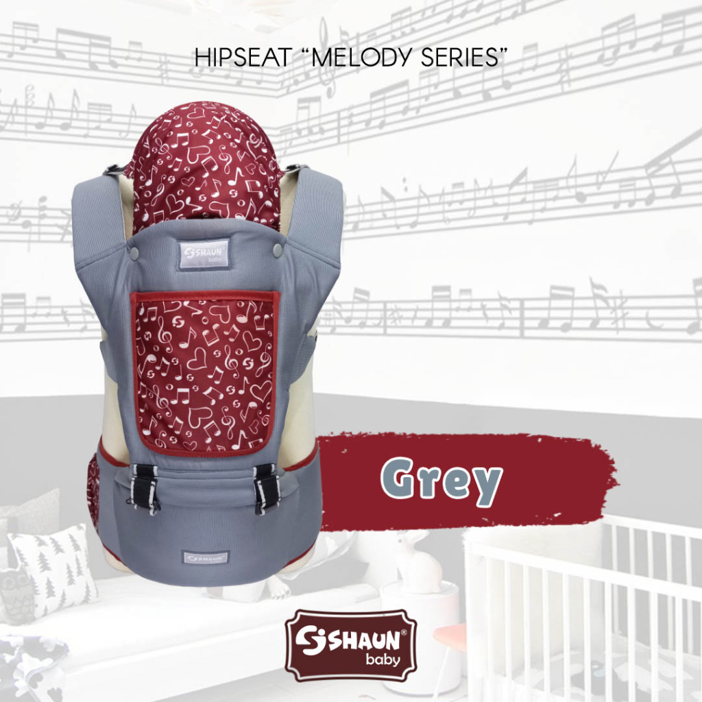 Gendongan Bayi Depan Duduk 7in1 Posisi + Penutup Kepala HipSeat Multi Fungsi Series Melody ShaunBaby