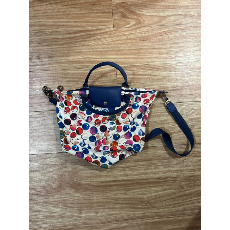 preloved longchamp - le pliage neo fantasie multicolor polka