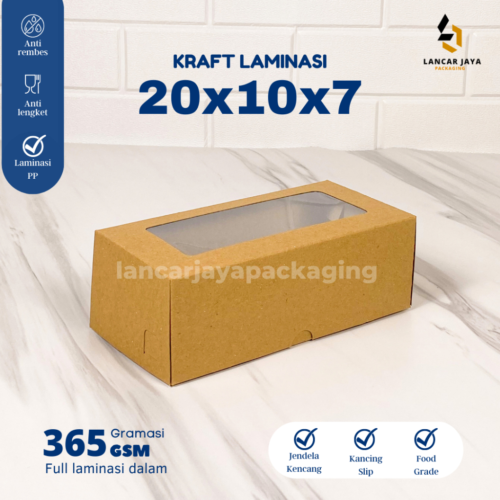 

Kotak Kraft Kemasan Bolu Gulung Cake Kue Mini Box Roti Bakar 20x10x7 cm