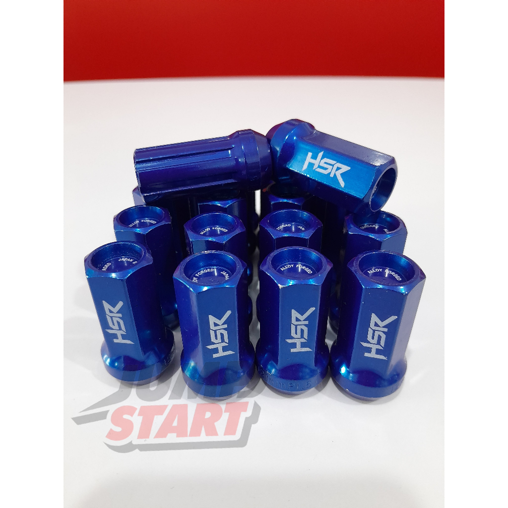 Baut roda mobil variasi Hsr Dura ukuran drat 1.5 warna biru lug nut mur racing mobil xenia avanza ca
