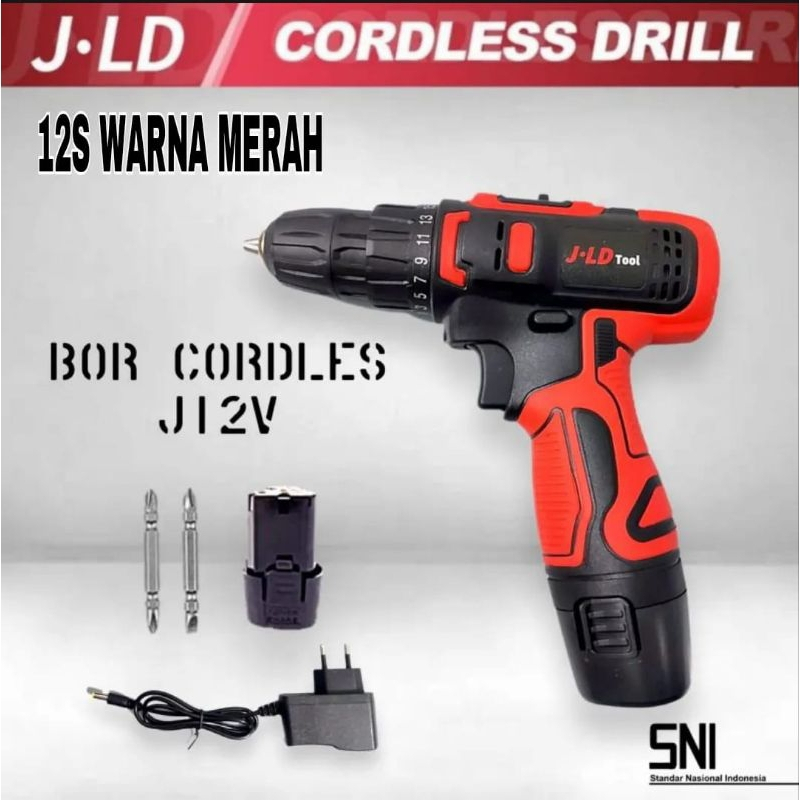 Bor Obeng batrei JLD 12volt 1 baterai bor cordless driver JLD Terlaris