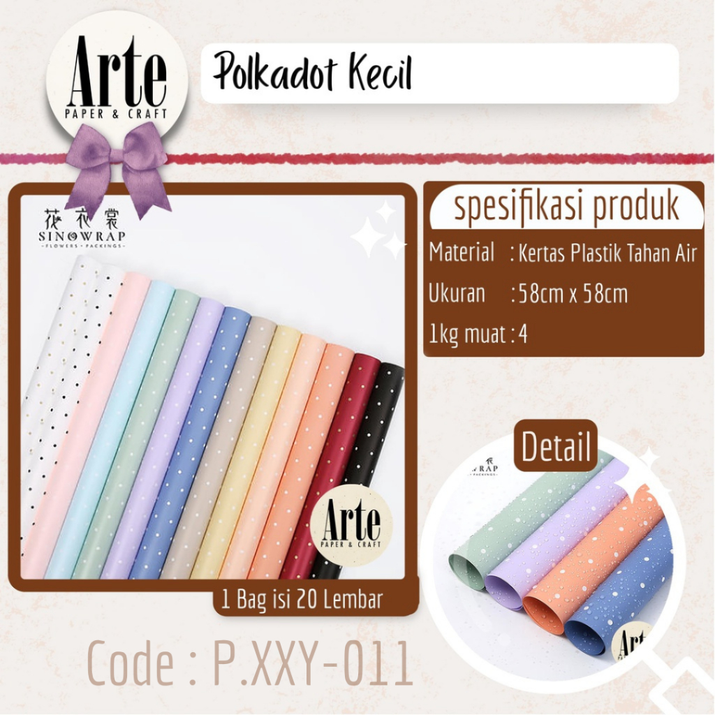 

20 Lembar Polkadot Kecil Kertas Buket Korea Bunga Flower Wrapping Paper Kado Arte Grosir Jakarta P.XXY-011