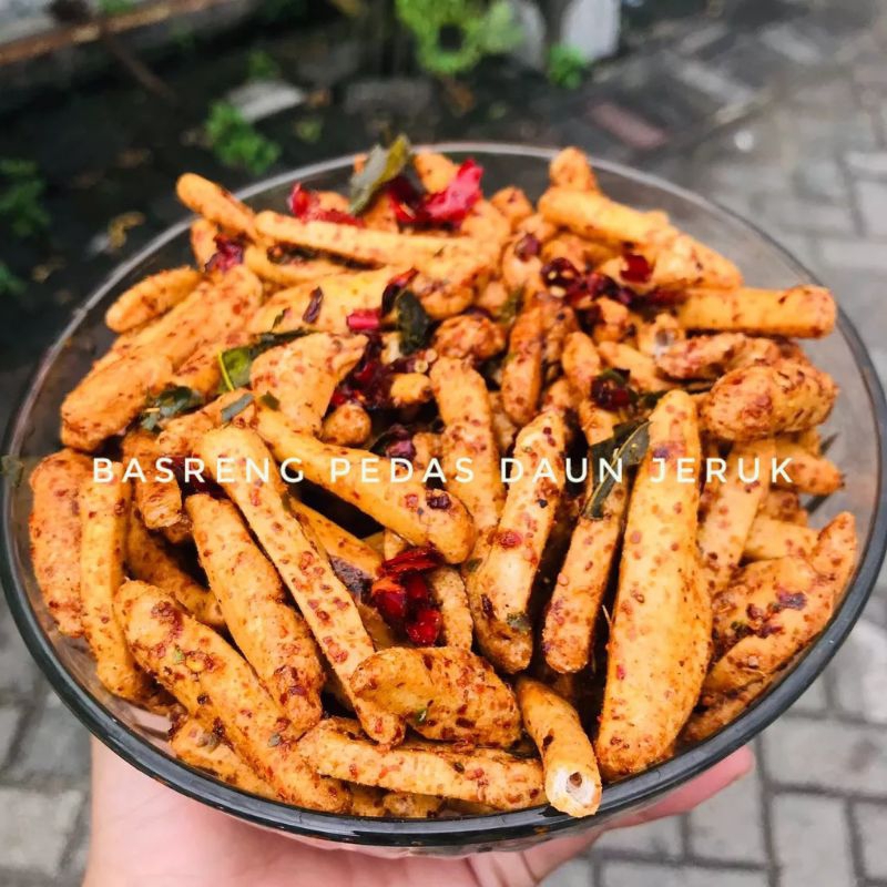 

basreng stik 1kg viral pedas daun jeruk bumbu melimpah