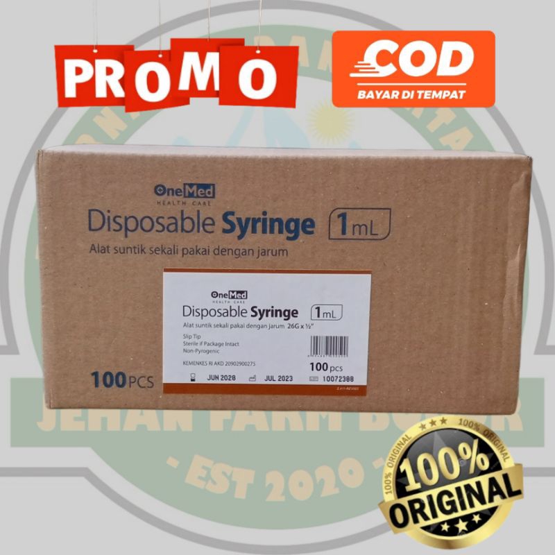 SPUIT ONEMED SYRINGE 1 CC 1 BOX  100 PCS SPUIT ONEMED 1ML SATU BOX 100 PCS