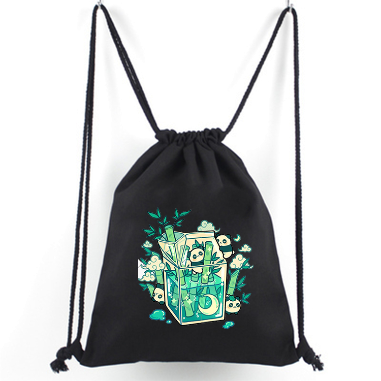 Tas Serut Hitam Kanvas Motif Aesthetic Terrarium / AntiDepressant / Simple / Tas Gendong / hampers a