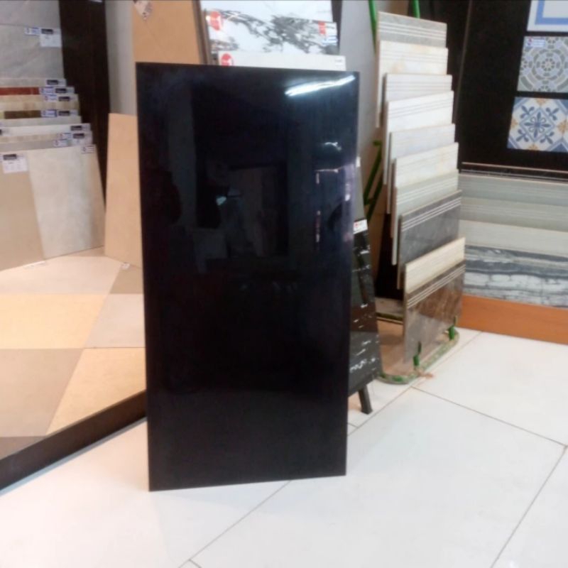 Granit Lantai/Dinding 60x120 Garuda Tile Hitam Polos/Piur Black Glazed Polished Kw1