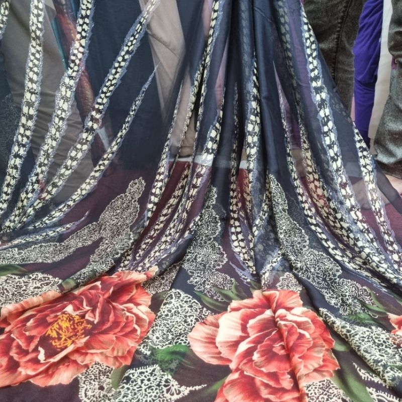 Kain Sutra Motif 100% Pure Silk Asli