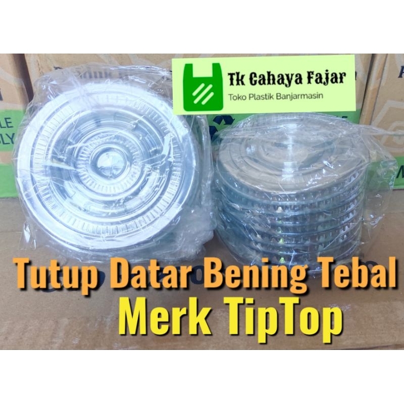 Tutup Datar Cup Gelas 10/12/14/16/18/22oz Tebal Bening Tiptop @50
