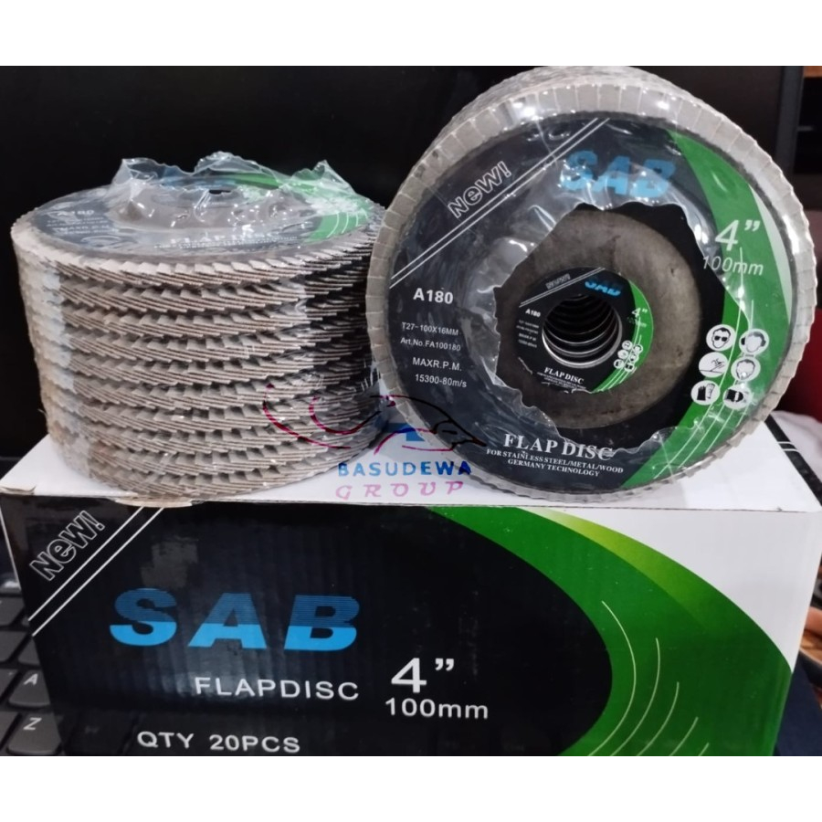 AMPLAS SUSUN SAB 4" / FLAP DISC 4 INCH A180 / AMPLAS GERINDA A180 4"