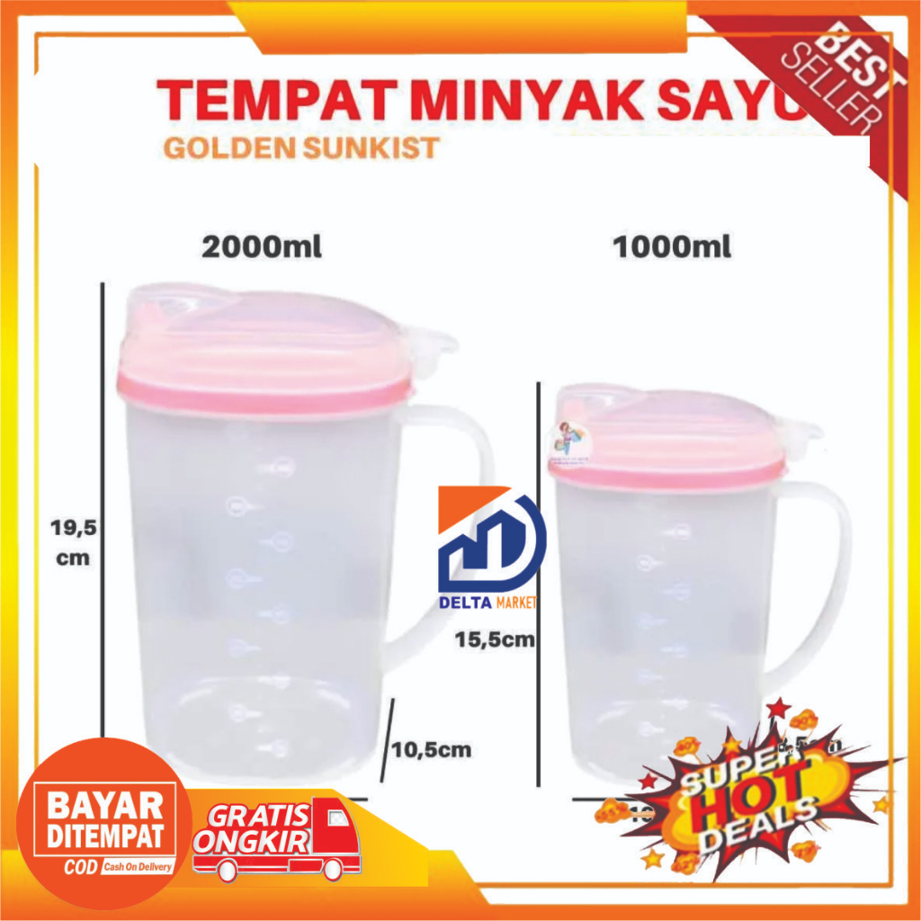 Wadah minyak golden lemon 2 liter tempat minyak botol minyak 2 liter