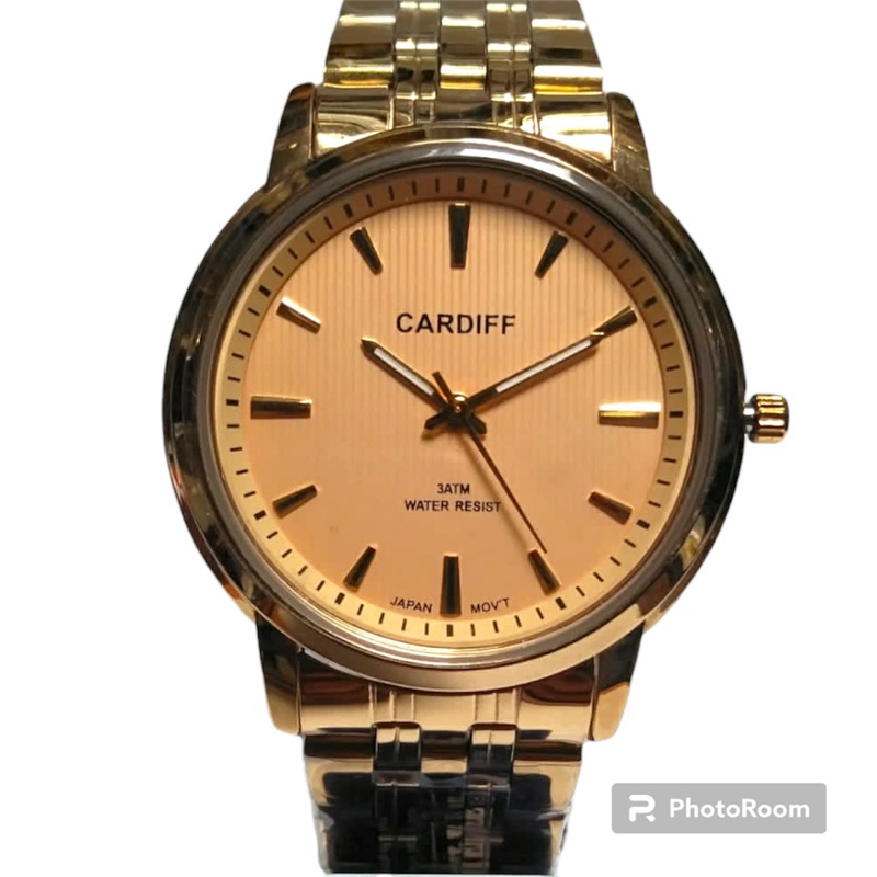 jam tangan analog cardiff warna gold