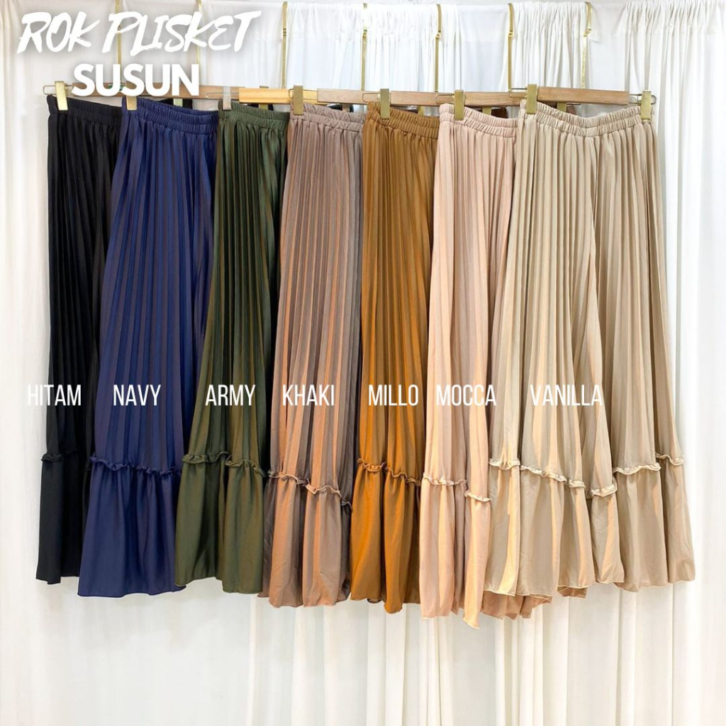 ROK PANJANG PLISKET CABANG KERUT / ROK MAYUNG MUSLIM  BAWAHAN CEWEK KERUT SUSUN