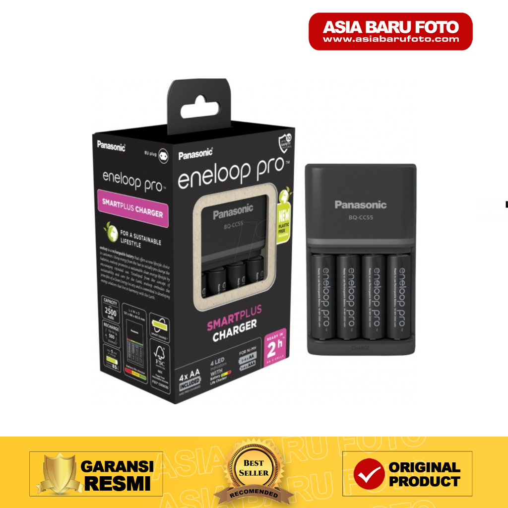 PANASONIC ENELOOP PRO SMART PLUS CHARGER + 4 BATERAI AA 2500MAH