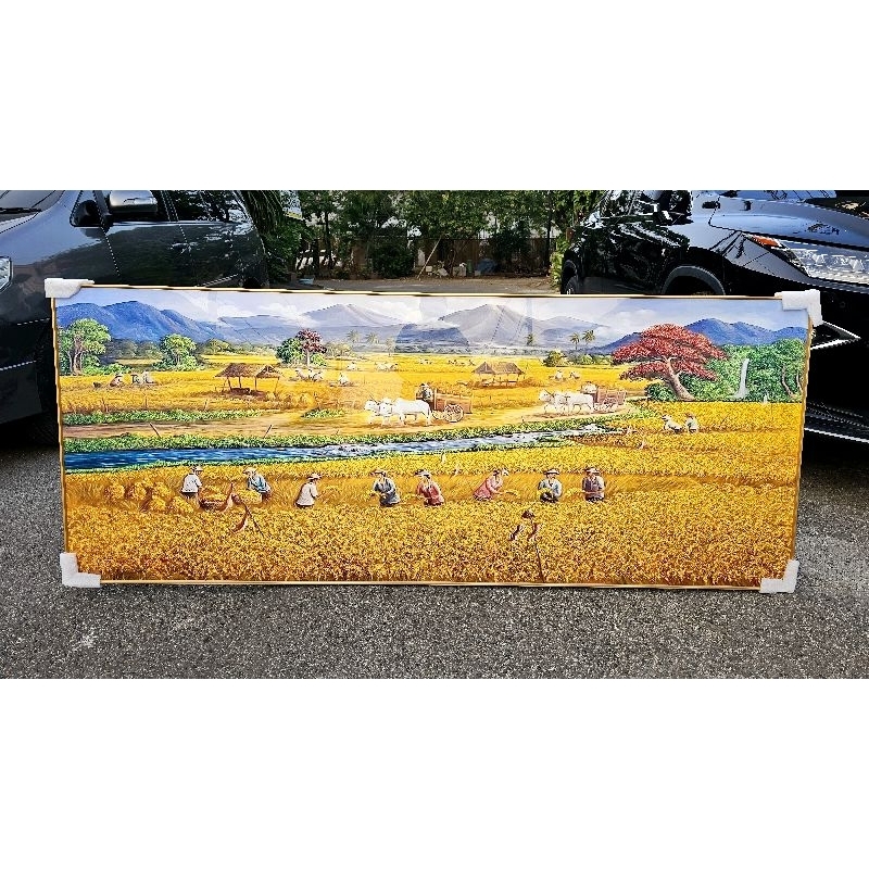 lukisan porcelain diamond 5d / lukisan panen padi porcelain diamond