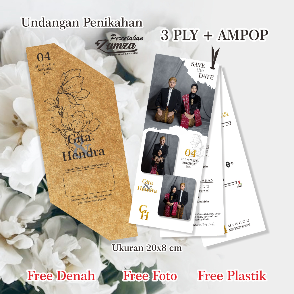 

Undangan Pernikahan 3 Ply + Amplop